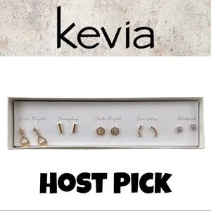 Kevia Smokey Quartz & Gold Mixed Earring Set - 5 pairs - New in Box